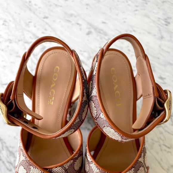 Coach Nelly Text Signature Jacquard Platform Sandal - Size 10 - Picture 10 of 10